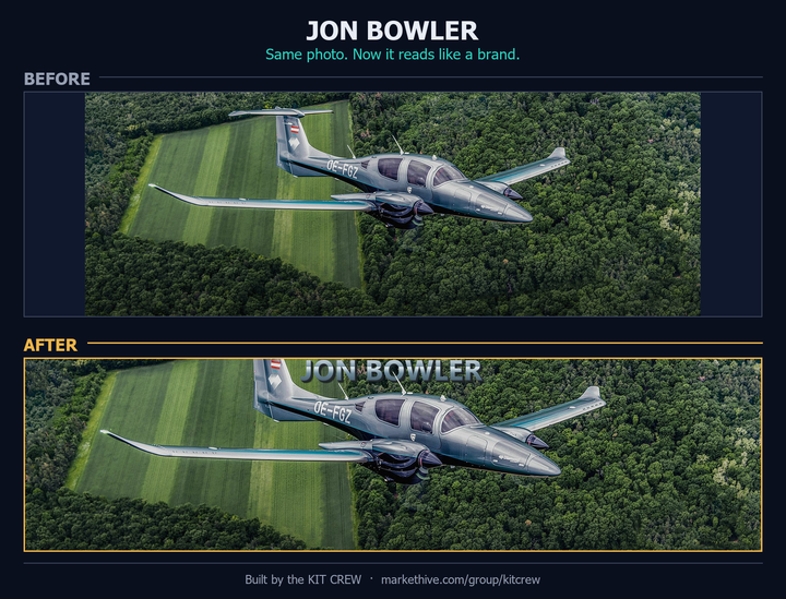 Jon Bowler profile cover before and after