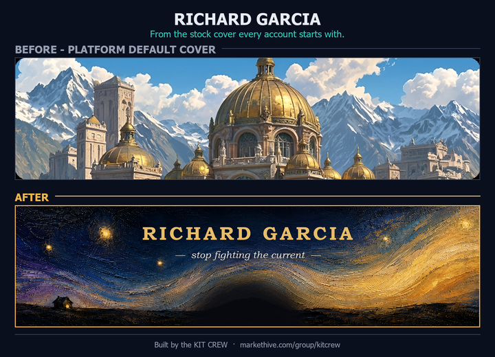 Richard Garcia profile cover before and after