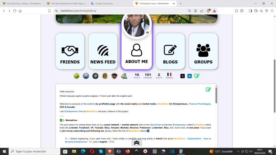 S'inscrire sur Markethive : https://markethive.com/christopheleroy/page/christopheleroy