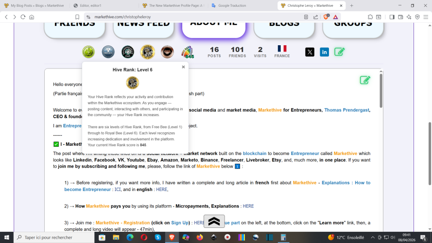 S'inscrire sur Markethive : https://markethive.com/christopheleroy/page/christopheleroy