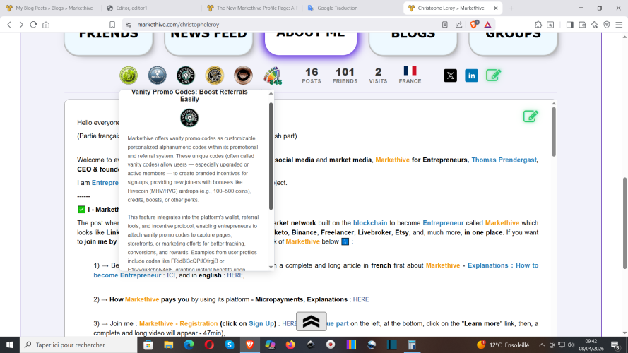 S'inscrire sur Markethive : https://markethive.com/christopheleroy/page/christopheleroy