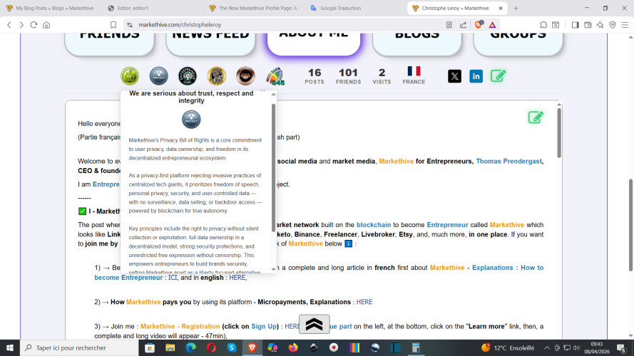 S'inscrire sur Markethive : https://markethive.com/christopheleroy/page/christopheleroy