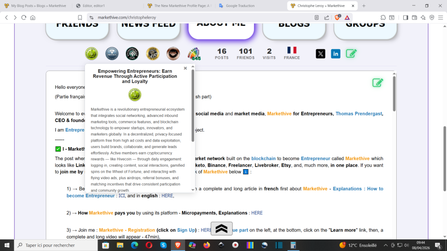 S'inscrire sur Markethive : https://markethive.com/christopheleroy/page/christopheleroy