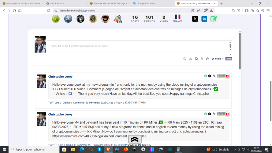 S'inscrire sur Markethive : https://markethive.com/christopheleroy/page/christopheleroy