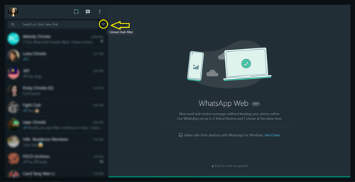 whatsapp unread message filter