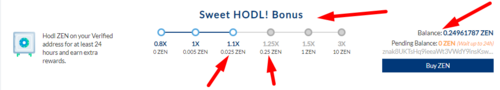 Hodl or hold ZEN coins in your wallet and earn extra FREE rewards